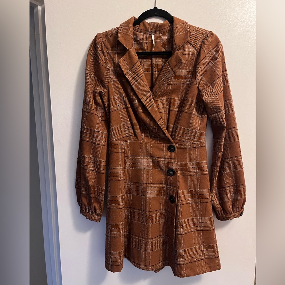 Free People Brown Plaid Dress